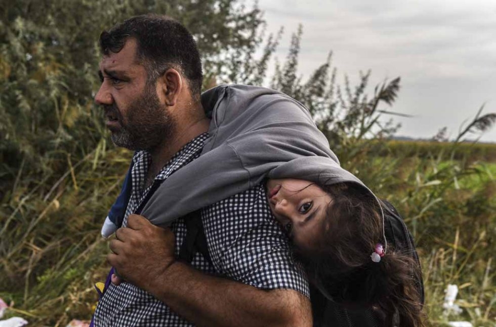 Refugees cross the Hungarian-Serbian border on September 14, 2015 Refugees cross the Hungarian-Serbian border on September 14, 2015