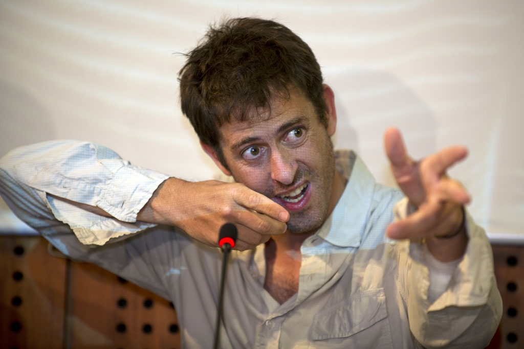 French journalist Romeo Langlois at a press conference at the French Embassy in Bogota on May 31, 2012 after his release by FARC rebels French journalist Romeo Langlois at a press conference at the French Embassy in Bogota on May 31, 2012 after his release by FARC rebels
