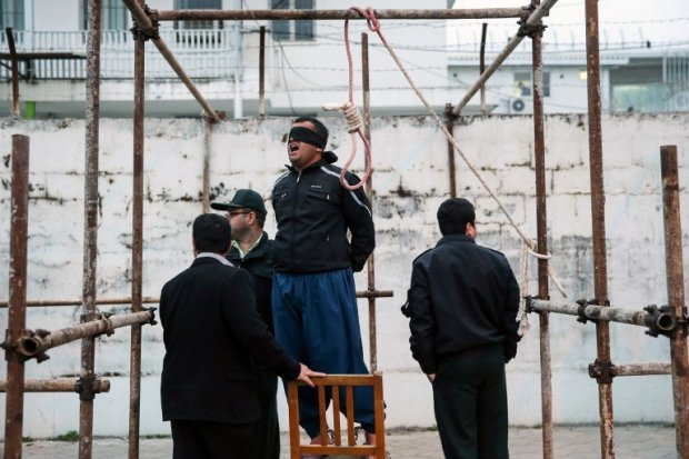 Convicted Iranian murderer Balal stands in the gallows Convicted Iranian murderer Balal stands in the gallows