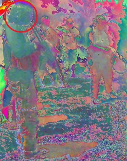 The image at the top of the page as analysed by the Tungstene retouch-detection software. An examination shows clearly The image at the top of the page as analysed by the Tungstene retouch-detection software. An examination shows clearly