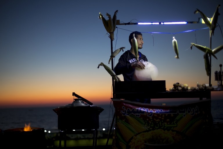 A seafront stall selling candy floss in Gaza City on May 14, 2014 A seafront stall selling candy floss in Gaza City on May 14, 2014