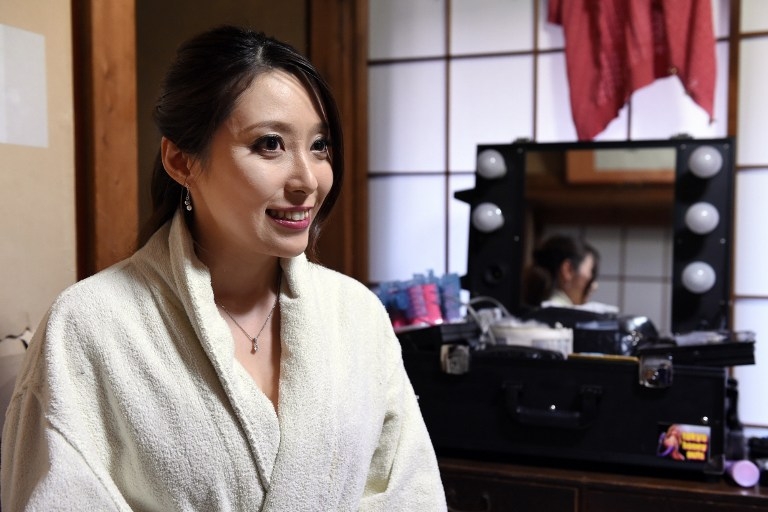 Adult video actress Yuko Shiraki, at a studio in Tokyo on March 14, 2015 Adult video actress Yuko Shiraki, at a studio in Tokyo on March 14, 2015