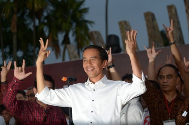 Indonesian President elect Joko Widodo greets supporters to celebrate his victory in Indonesia's election in Jakarta on July 23, 2014 Indonesian President elect Joko Widodo greets supporters to celebrate his victory in Indonesia's election in Jakarta on July 23, 2014
