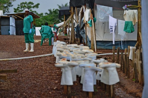 An MSF medical worker at an Ebola treatment facility in Kailahun, on August 14, 2014 An MSF medical worker at an Ebola treatment facility in Kailahun, on August 14, 2014