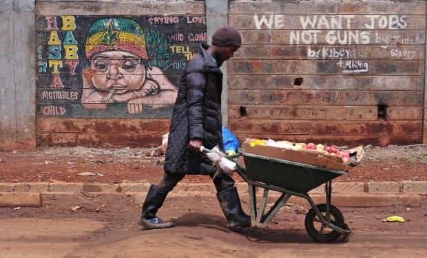 A graffiti in the Kibera slum in Nairobi in November 2014 A graffiti in the Kibera slum in Nairobi in November 2014