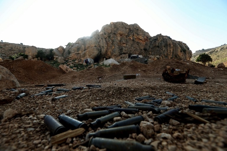 An abandoned outpost, belonging to Al-Qaeda's Syrian affiliate Al-Nusra Front, on the Lebanese side of the Qalamun mountains on May 20, 2015 An abandoned outpost, belonging to Al-Qaeda's Syrian affiliate Al-Nusra Front, on the Lebanese side of the Qalamun mountains on May 20, 2015