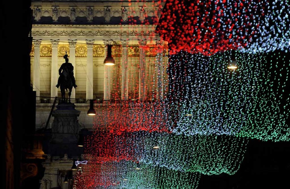 Christmas lights at Piazza Venezia. December, 2011. Christmas lights at Piazza Venezia. December, 2011.