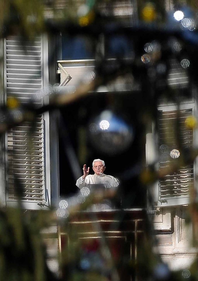 Pope Benedict XVI blesses the faithful. December, 2008. Pope Benedict XVI blesses the faithful. December, 2008.