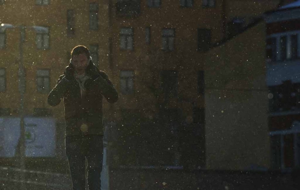 Covering up against the elements. February, 2012. Covering up against the elements. February, 2012.