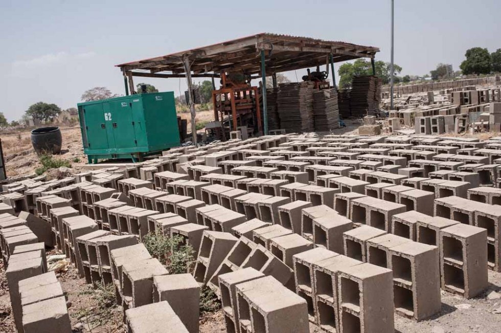 Bricks lie at the site of the school, waiting for the rebuilding to begin. March, 2016. Bricks lie at the site of the school, waiting for the rebuilding to begin. March, 2016.