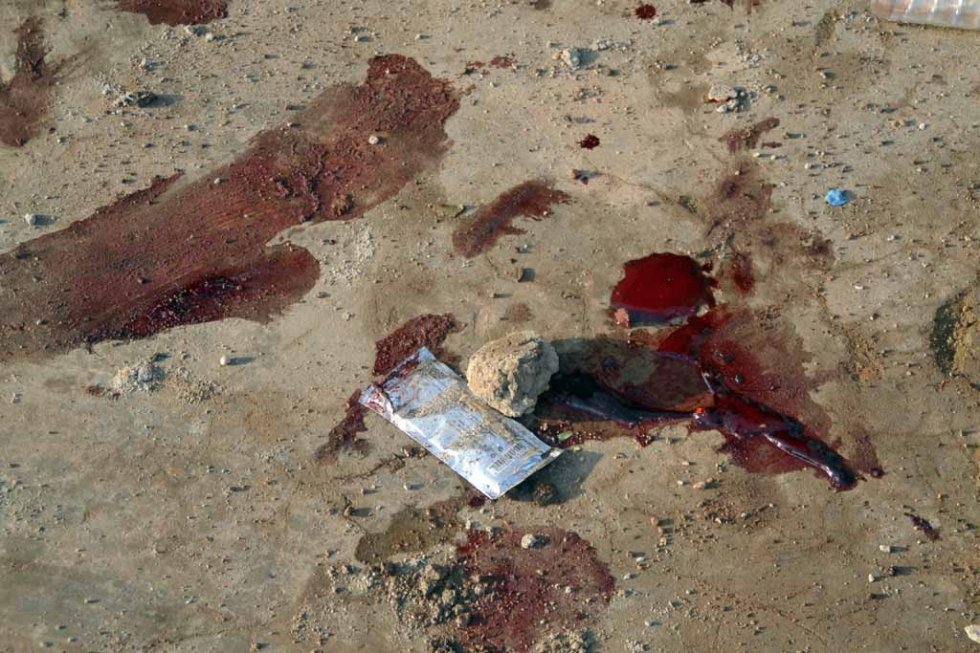 Blood stains on the ground after twin bomb blasts killed at least 15 people in Abuja. October, 2015. Blood stains on the ground after twin bomb blasts killed at least 15 people in Abuja. October, 2015.