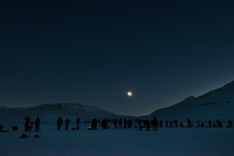 Watching the total solar eclipse in Longyearbyen, Svalbard, on March 20, 2015 Watching the total solar eclipse in Longyearbyen, Svalbard, on March 20, 2015