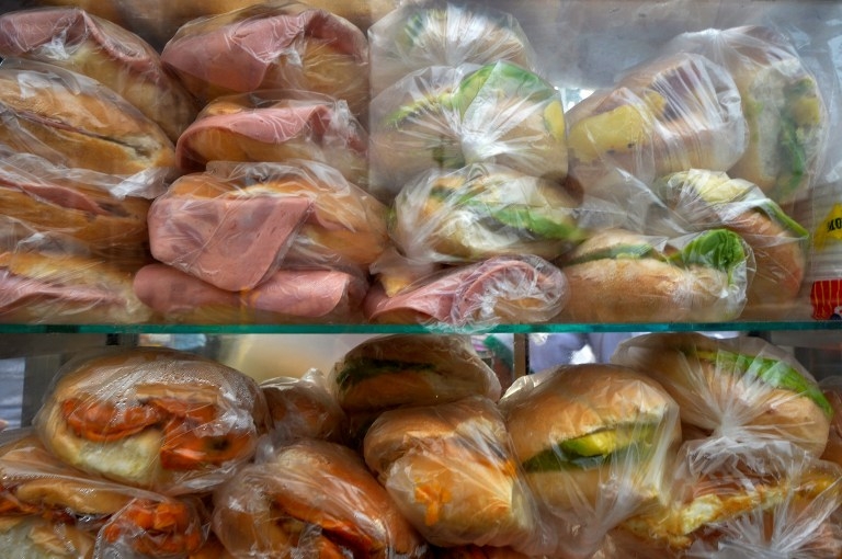 Sandwiches in a typical food stall in downtown Lima on March 18, 2014 Sandwiches in a typical food stall in downtown Lima on March 18, 2014
