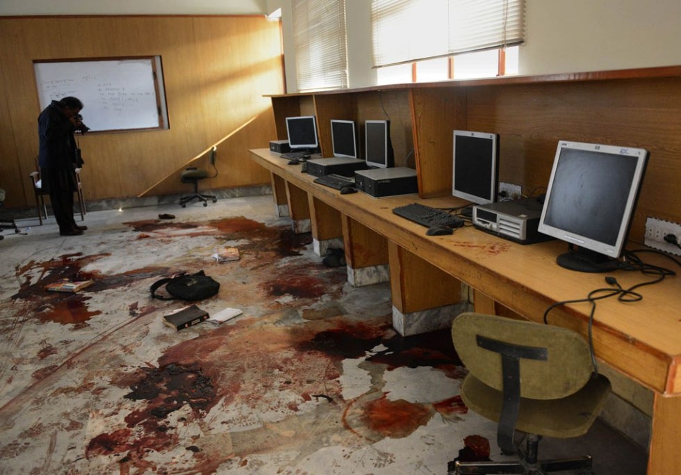 A classroom of the school attacked by the Taliban in Peshawar A classroom of the school attacked by the Taliban in Peshawar