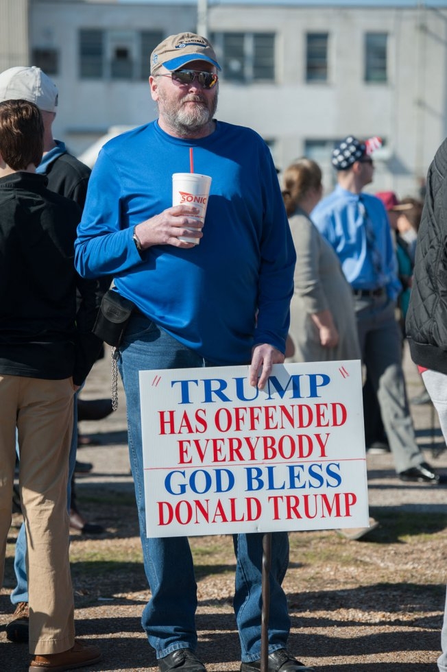 A supporter before a Donald Trump rally on February 27, 2016 in Millington, Tennessee A supporter before a Donald Trump rally on February 27, 2016 in Millington, Tennessee