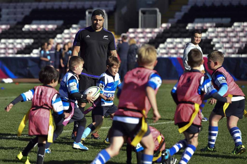 All Blacks coach young players in Darlington. All Blacks coach young players in Darlington.