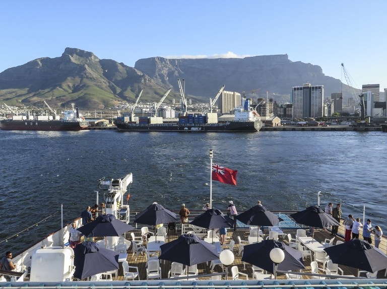 The RMS Saint Helena leaves Cape Town for Saint Helena, on March 5, 2015 The RMS Saint Helena leaves Cape Town for Saint Helena, on March 5, 2015