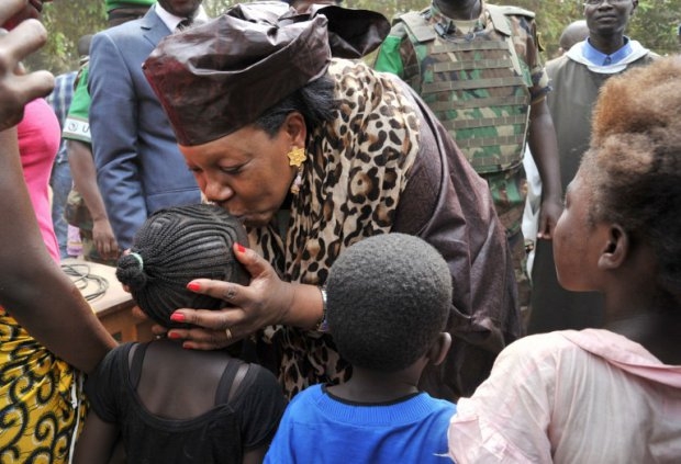 President Catherine Samba-Panza visits a camp for the displaced in Bangui on February 1, 2014 President Catherine Samba-Panza visits a camp for the displaced in Bangui on February 1, 2014