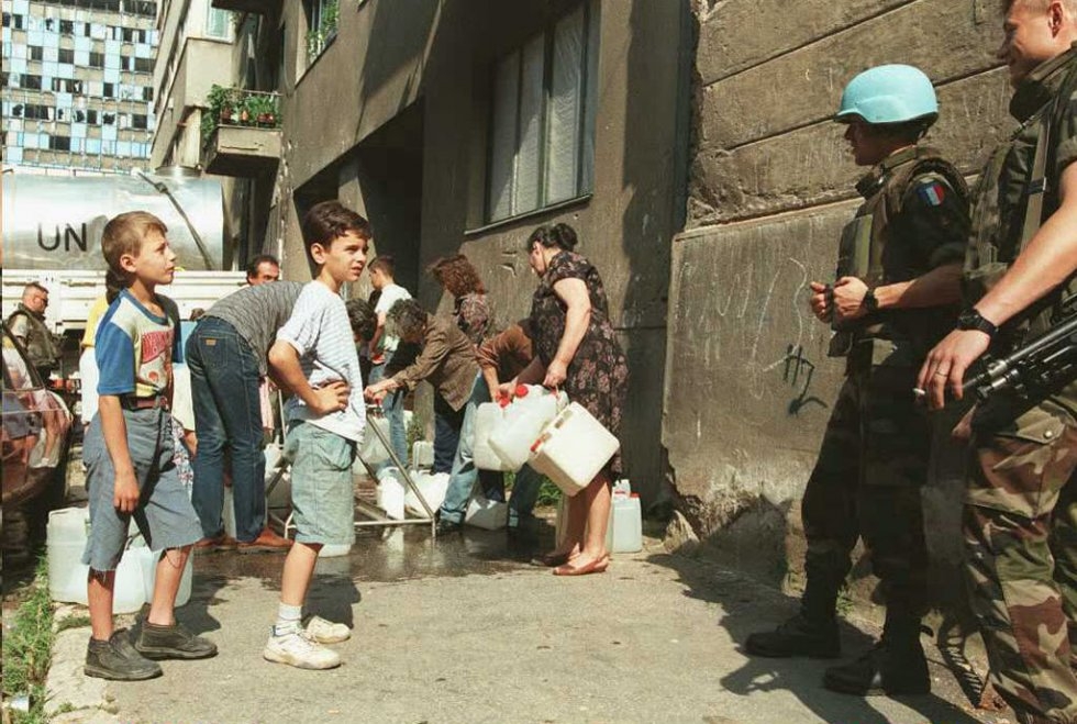 UN tank trucks deliver water on July 23, 1995 in Sarajevo UN tank trucks deliver water on July 23, 1995 in Sarajevo