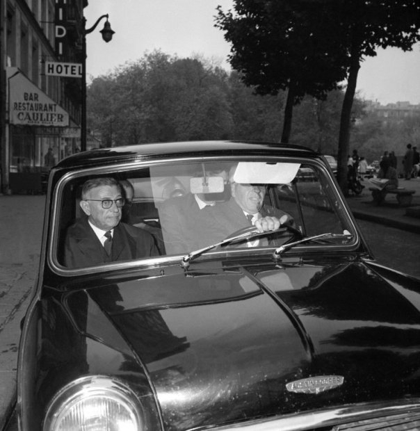 Jean-Paul Sartre leaves the restaurant where he was having lunch in Paris on the day he won -and refused- the Nobel Prize Jean-Paul Sartre leaves the restaurant where he was having lunch in Paris on the day he won -and refused- the Nobel Prize