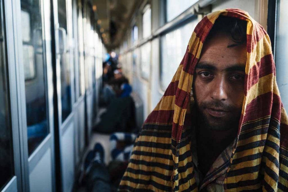 A Pakistani migrant travels on a train bound for Belgrade, early on July 18, 2015 A Pakistani migrant travels on a train bound for Belgrade, early on July 18, 2015