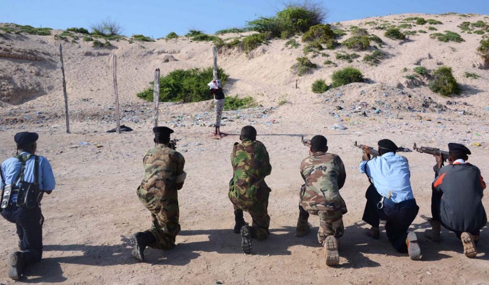 The convicted murderer of the well-known Somali journalist Hassan Yusuf Absuge in September 2012 is executed by a firing squad in Mogadishu on August 17, 2013 The convicted murderer of the well-known Somali journalist Hassan Yusuf Absuge in September 2012 is executed by a firing squad in Mogadishu on August 17, 2013