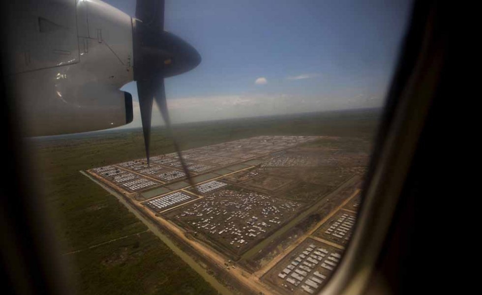 A UN base outside Bentiu from the air. A UN base outside Bentiu from the air.