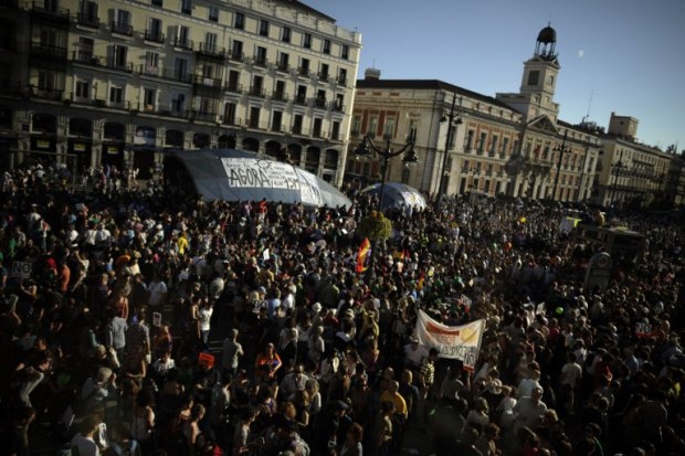 Demonstration by the ‘Outraged’ on Puerta del Sol in Madrid Demonstration by the ‘Outraged’ on Puerta del Sol in Madrid