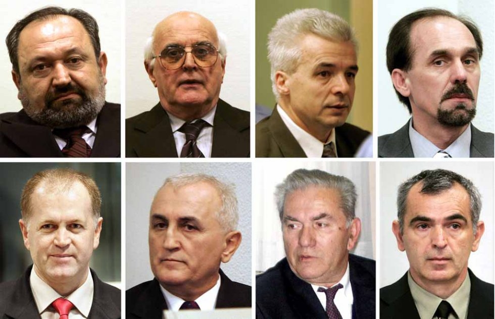 Bosnian Serb officers tried over the Srebrenica massacre, top L to R: Vujadin Popovic, Ljubisa Beara, Drago Nikolic, Ljubomir Borovcanin and bottom, L to R, and Vinko Pandurevic, Radivoje Miletic, Milan Gvero and Milorad Trbic Bosnian Serb officers tried over the Srebrenica massacre, top L to R: Vujadin Popovic, Ljubisa Beara, Drago Nikolic, Ljubomir Borovcanin and bottom, L to R, and Vinko Pandurevic, Radivoje Miletic, Milan Gvero and Milorad Trbic
