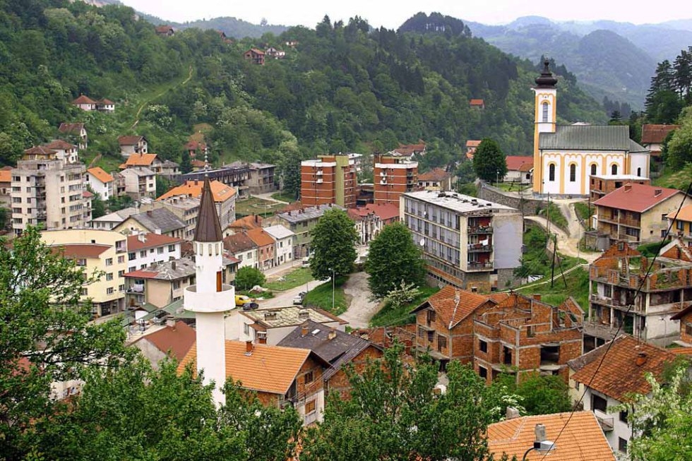 This March 2005 file photo shows a general view of the eastern Bosnian town of Srebrenica, with its mosque This March 2005 file photo shows a general view of the eastern Bosnian town of Srebrenica, with its mosque