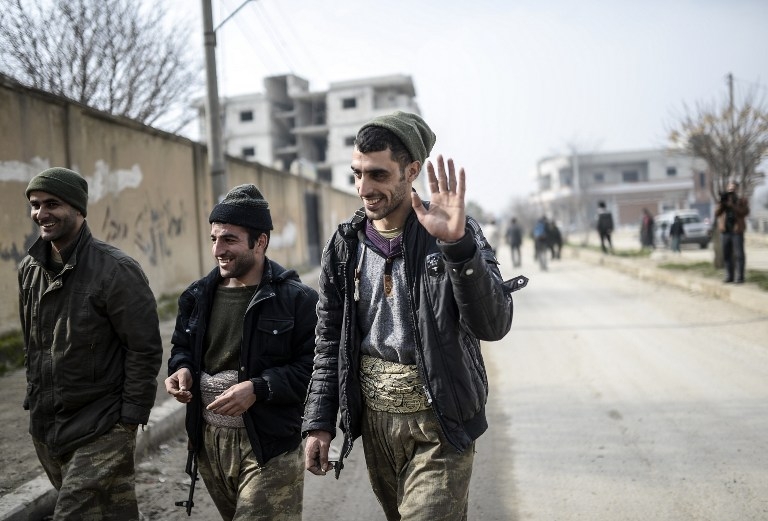 Kurdish fighters in the centre of Kobane, Syria on January 28, 2015 Kurdish fighters in the centre of Kobane, Syria on January 28, 2015