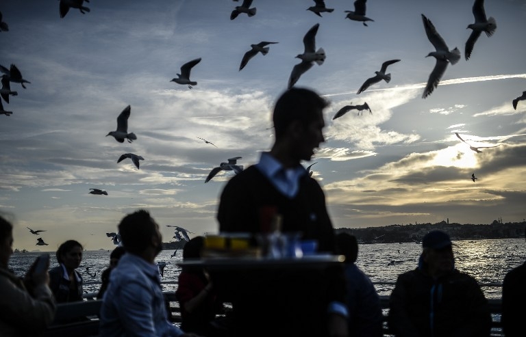 People feed seagulls as they travel on the Bosphorus in November 2014 People feed seagulls as they travel on the Bosphorus in November 2014