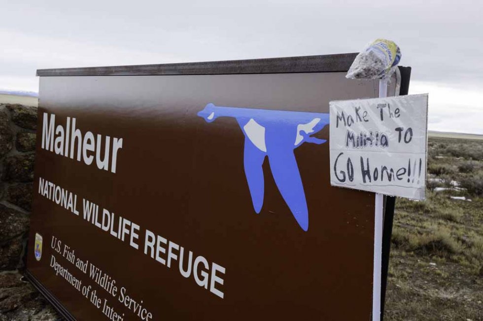 A refuge sign on January 29, 2016. A refuge sign on January 29, 2016.