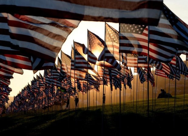 Flags at Pepperdine University in Malibu honouring the victims of the September 11, 2001 attacks Flags at Pepperdine University in Malibu honouring the victims of the September 11, 2001 attacks