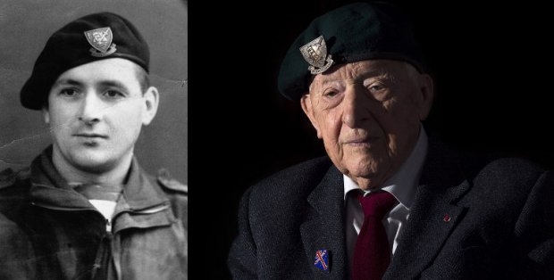 Hubert Faure, former French commando, during WWII and in April 2014 in Paris. Hubert Faure, former French commando, during WWII and in April 2014 in Paris.