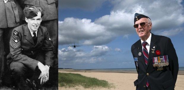 Canadian veteran Muir Frazer, in 1944 and in June 2014 on the beach at Courseulles-sur-Mer, in Normandy Canadian veteran Muir Frazer, in 1944 and in June 2014 on the beach at Courseulles-sur-Mer, in Normandy